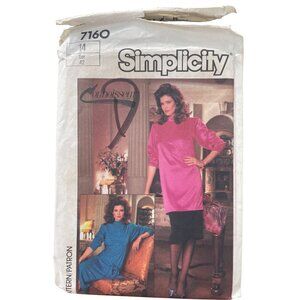 80s Simplicity 7160 Sewing Pattern Size 14 Misses Dress Or Tunic and Skirt CUT